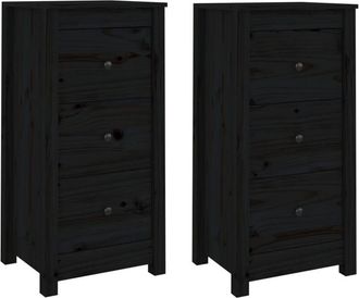 vidaXL Aparadores 2 uds madera maciza de pino negro 40x35x80 cm vidaXL