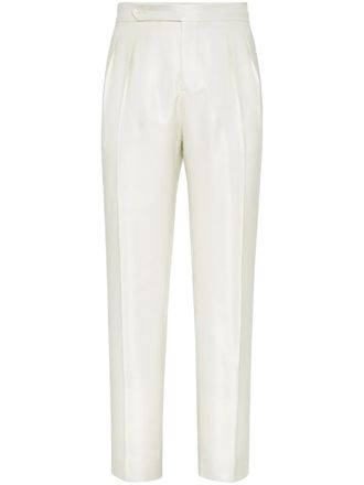 Brunello Cucinelli pleat-detail tuxedo trousers - Neutrals