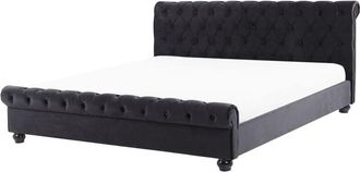 Beliani Waterbed Velvet AVALLON 180 x 200 cm (EU Super King) Black