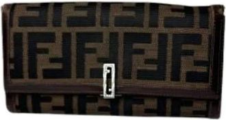 Fendi Pre-owned Vintage Canvas Portemonnee - Dames - Vintage Accessoires - Bruin - ONE Size - Vintage