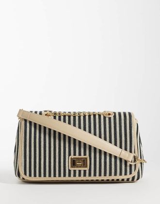 Valentino Selene - Borsa da spalla nera e bianca a righe-Nero