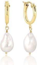 Set & Stones Adelle Pearl Hoop Earrings in Gold /White at Nordstrom