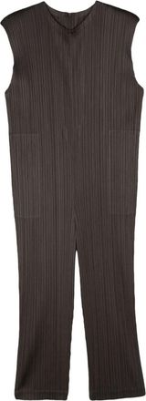 Pleats Please Issey Miyake sleeveless pliss&eacute; jumpsuit - women - Polyester - 2 - Grey