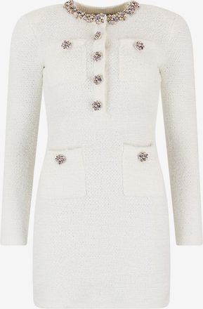 Self Portrait Kurzes Strickkleid mit Kristallen