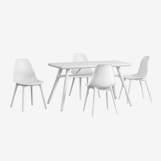 Sklum Set De Mesa Rectangular 135x80 Cm Y 4 Sillas De Jard&iacute;n En Polipropileno Scand Sklum