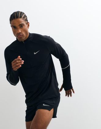 Nike Miler Dri-FIT top a maniche lunghe con mezza zip nero