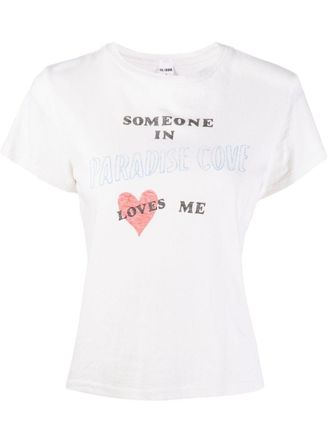 Re/Done slogan-print cotton T-shirt - White