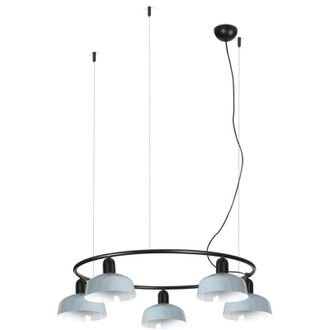 Faro Barcelona Faro Tatawin L&aacute;mpara Colgante De Techo Peque&ntilde;a, Color Negro, Azul Gris&aacute;ceo Brillante, 5 Bombillas E27