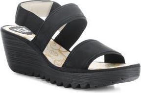 FLY London Yaco Platform Wedge Sandal in 000 Black Cupido at Nordstrom Rack, Size 6-6.5Us / 37Eu
