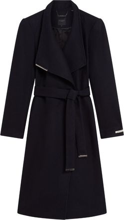 Ted Baker Rose Midi Length Belted Wool Navy Wrap Coat