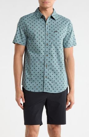 Brixton Charter Short Sleeve Stretch Cotton Blend Button-Up Shirt in Micro Street Tile at Nordstrom, Size Xx-Large