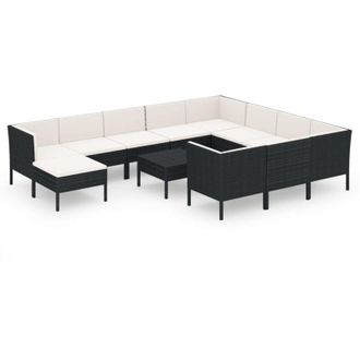 vidaXL 12 Pcs Garden Lounge Set Con Cojines De Prueba De Vime Pe