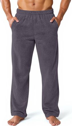 Generic Mens Fleece Lounge Pants Ultra-Soft Plush Pajama Bottoms with Elastic Waist & Pockets, Warm Fuzzy Sleepwear Trousers for Winter, Cozy Loungewear for H