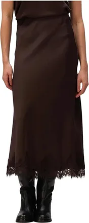 Object Object, Rokken, Dames, Bruin, XL, Polyester, Objnaline MW Lange Kanten Rok