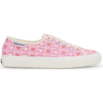 Superga 3750 Heart Crochet Print Leggera Sneakers in Pink Beige Coral at Nordstrom, Size 38.5