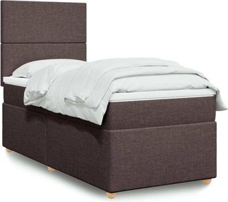 vidaXL Vidaxl - Cama Box Spring Con Colch&oacute;n Tela Marr&oacute;n Oscuro 80x200 Cm