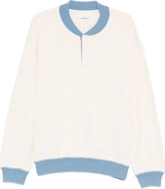 Isabel Marant Katoenen Blend Henley Trui - Heren - Ronde hals truien - Beige - L - Katoen - Truien & Vesten