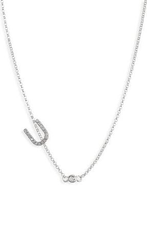 Meshmerise Bezel Diamond Initial Chain Necklace - 0.2ct. in White-U at Nordstrom Rack
