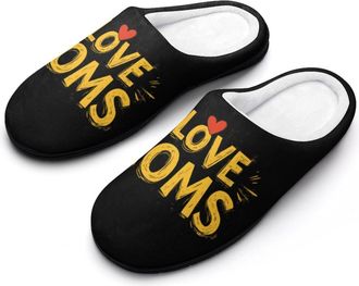 Generic I Love Mom Mens House Slippers Memory Foam Washable Cotton Slip on Home Shoes