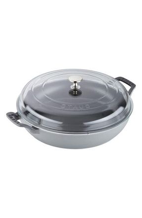 Staub 3.5 Quart Enameled Cast Iron Braiser with Glass Lid in Graphite Grey at Nordstrom