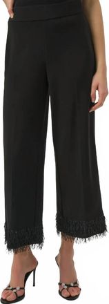 Joseph Ribkoff Culotte Pants With Novelty Fringe Hem In Black