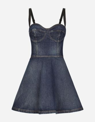 Dolce & Gabbana Short Denim Corset Dress - Woman Denim And Jeans Multi-colored 46