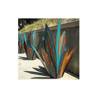 OEM Escultura De Planta De Agave De Metal De 65 Cm - Estatua R&uacute;stica De Jard&iacute;n - Acabado Agave Tequila - Decoraci&oacute;n Exterior Duradera -crezuo