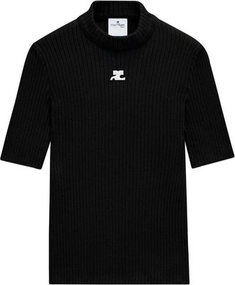Courr&egrave;ges Fitted Vertical Ribbed Texture Top