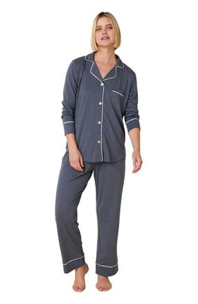 The Cats Pajamas Pima Knit Pajama Set in Steel Blue at Nordstrom, Size X-Large