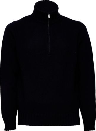 FILIPPO DE LAURENTIIS Merino Wool Half-Zip Knitwear With Ribbed Details