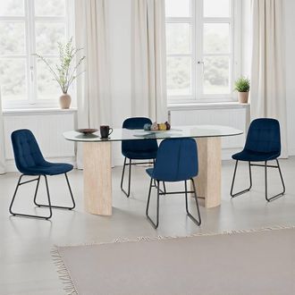 Seconique Modena Dining Set with Lukas Chairs in Blue