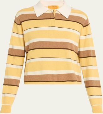 Guest In Residence Cropped Stripe Rugby Cashmere Polo
