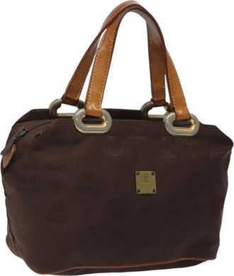 MCM Visetos Handbag Nylon Brown Nylon Handbag (Pre-Owned)