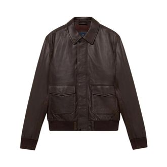 Brooks Brothers Leren Jas - Heren - Leren en Su&egrave;de Jassen - Bruin - 2XL - Leer - Jassen