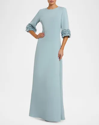 Mac Duggal Crystal & Sequin-Embellished Crepe Gown