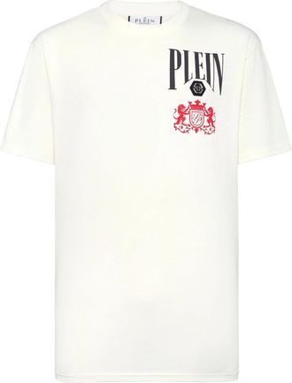 Philipp Plein T-Shirt Ronde Hals Racing - Heren - T-shirts - Wit - S - Katoen - Tops