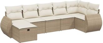 vidaXL Vidaxl - Set Sof&aacute;s De Jard&iacute;n 7 Piezas Y Cojines Rat&aacute;n Sint&eacute;tico Beige