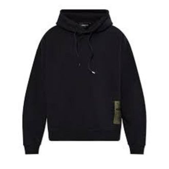 Dsquared2 Mens Patch Design Black Hoodie Cotton - Size Medium