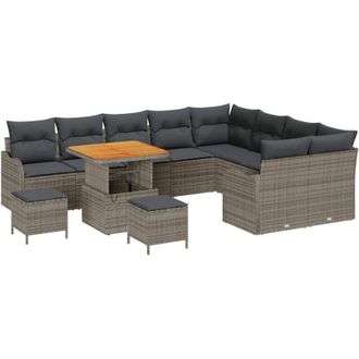 vidaXL Conjunto De Sof&aacute; De Jard&iacute;n 12 Pcs Gris Rat&aacute;n Sint&eacute;tico Vidaxl