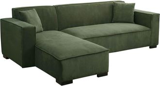 Oviala Sof&aacute; esquinero de 3 plazas verde caqui L 247 cm