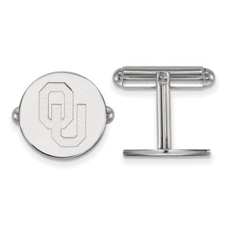 Diamond2Deal Sterling Silver Rhodium-plated Oklahoma O-U Cuff Links