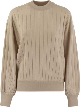 Brunello Cucinelli Brunello Cucinelli Womens Cashmere V-neck Sweater With Necklace - Tan - Size Medium
