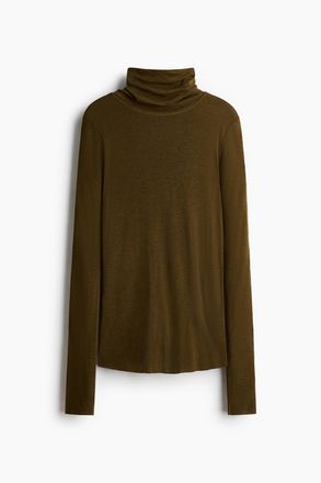 H&M Rollkragenshirt aus Wolle - Olivgr&uuml;n