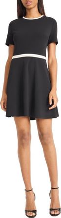 Maggy London Contrast Trim A-Line Minidress in Black at Nordstrom Rack, Size 12