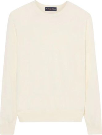 Brooks Brothers Merino Wool Crewneck - Dames - Ronde hals truien - Wit - XS - Wol - Truien & Vesten