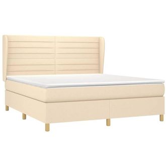 vidaXL Cama Box Spring Con Colch&oacute;n Tela Color Crema 160x200 Cm Vidaxl