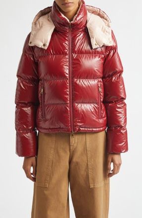 Moncler Niveole Crop Down Jacket in Red at Nordstrom, Size 1