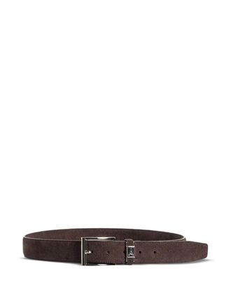 Mani&egrave;re De Voir rectangle-buckle suede belt - men - Calf Suede - L/XL - Brown