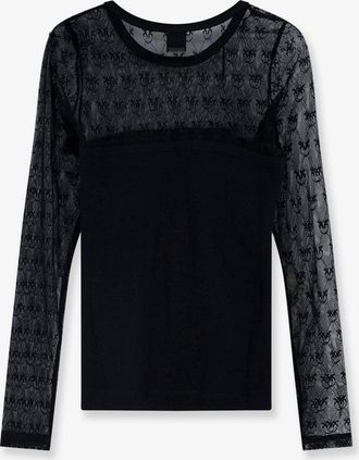 Pinko Womens Sweater Love Birds Black Cotton