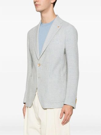 Tagliatore Light Blue Houndstooth Blazer - Blue